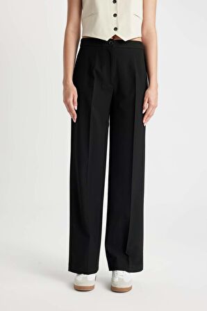 DeFacto Standart Boy Klasik Pantolon Wide Leg Geniş Bol Paça Basic Düz Yüksek Bel C6402AX24AUBK27