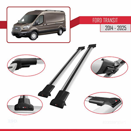 Ford Transit 2014 ve Sonrası ile Uyumlu FLY Model Ara Atkı Tavan Barı Gri 2 Adet