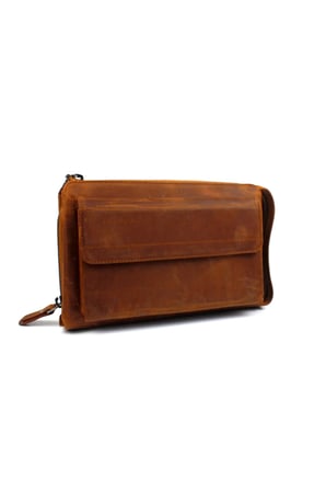 Erkek Hakiki Crazy Deri Taba El Çantası Clutch Portföy Çanta