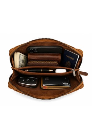 Erkek Hakiki Crazy Deri Taba El Çantası Clutch Portföy Çanta