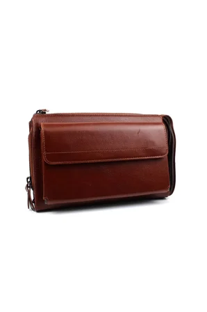 Kadın Hakiki Deri Bordo El Çantası Clutch Portföy Çanta