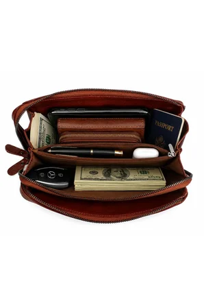 Kadın Hakiki Deri Bordo El Çantası Clutch Portföy Çanta