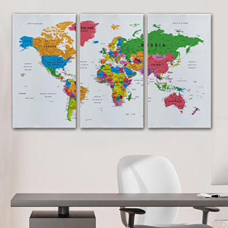 Harita Sepeti Dünya Haritası Dekoratif Kanvas Tablo Son Derece Detaylı ve Eğitici 1572