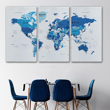 Harita Sepeti Dünya Haritası Dekoratif Kanvas Tablo Son Derece Detaylı ve Eğitici 1573