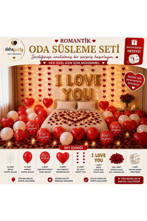 Dehaparty Romantik Oda SüSleme Seti Evlilik Teklifi Yıldönümü Doğum Günü Sevgililer Günü Parti Konsepti