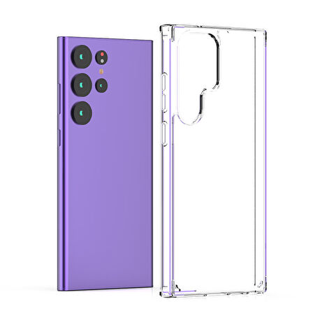 Gpack Samsung Galaxy S23 Ultra Kılıf Coss Şeffaf Sert SilikonFull Ekran Koruyucu