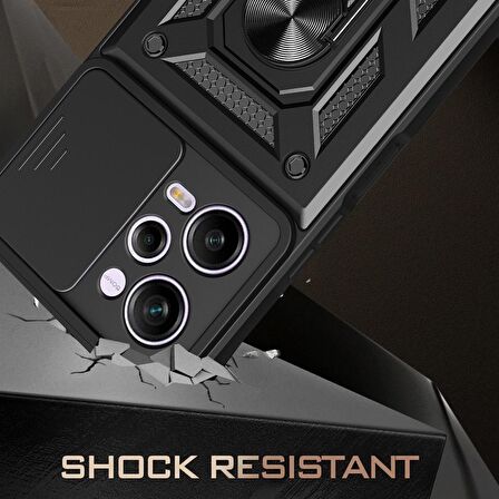 Gpack Xiaomi Redmi Note 12 Pro 5G Kılıf Sert Silikon Tank Aramid Sürgülü Vega Yüzüklü