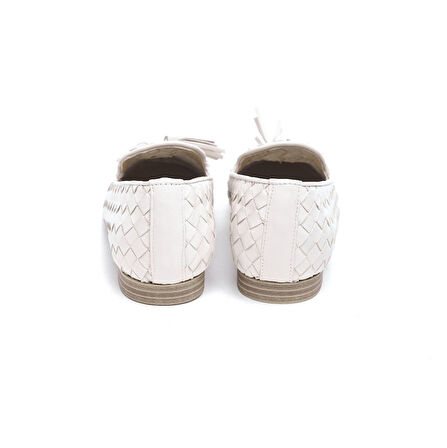 Hakiki Deri Püsküllü Bantlı Kadın Babet