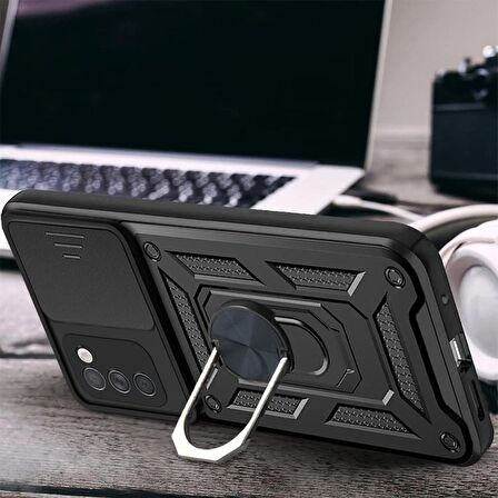 Gpack Xiaomi Redmi Note 12 Pro 4G Kılıf Tank Aramid Sürgülü Vega YüzüklüNano