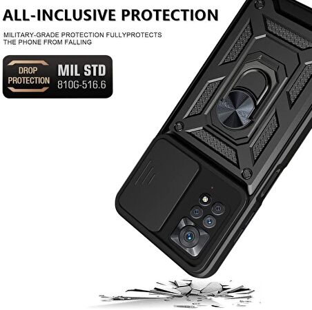Gpack Xiaomi Redmi Note 12 Pro 4G Kılıf Tank Aramid Sürgülü Vega YüzüklüNano
