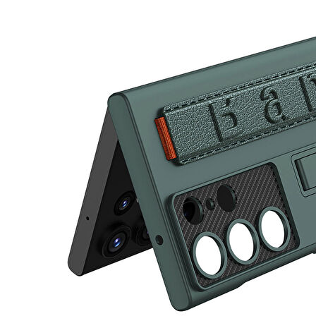 Gpack Samsung Galaxy S23 Ultra Kılıf Kamera Korumalı El Tutmalı Karbon Detaylı