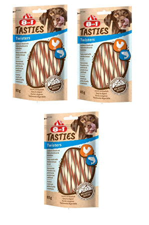 8in1 Tasties Twisters Tavuk ve Balıklı Köpek Ödülü 85 Gr. X 3 Adet