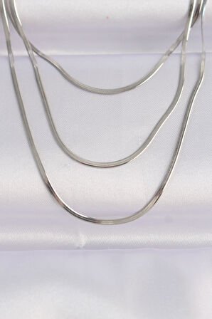 316L Çelik Gümüş Renk İtalyan Zincir Çoklu Kolye