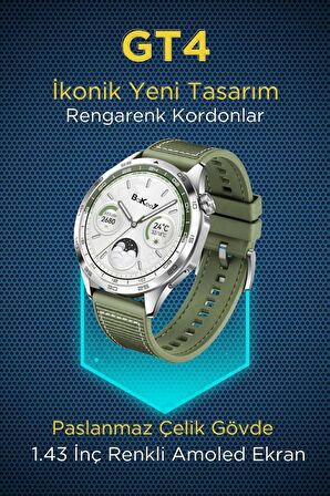 Bakeey GT4 Max Akıllı Saat Amoled Ekran 3 Kordon Siri Gps Android iOS Akıllı Saat Smart Watch 8 9