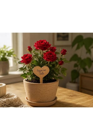 Kişiye Özel Ahşap Bitki Etiketi 10'lu Set / Kalp Şekilli 3 MM Ham MDF Saksı Mini Bahçe Etiketi
