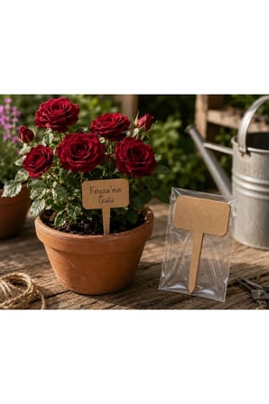 Kişiye Özel Ahşap Bitki Etiketi 10'lu Set / Dikdörtgen Şekilli 3 MM Ham MDF Saksı Mini Bahçe Etiketi