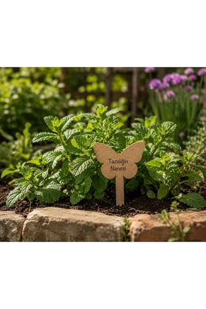 Kişiye Özel Ahşap Bitki Etiketi 10'lu Set / Kelebek Şekilli 3 MM Ham MDF Saksı Mini Bahçe Etiketi