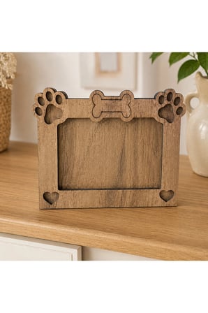 Kişiye Özel Köpek Fotoğraf Çerçevesi Ahşap 20x15 cm | Evcil Hayvan Fotoğraf Çerçevesi | Patili Köpek Çerçevesi | Masa Üstü Dekor