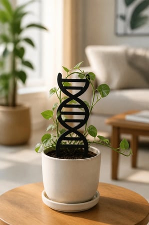 DNA Şeklinde Bitki Destek Çubuğu 5’li Set 8x15 cm Siyah 3 mm MDF Saksı Desteği