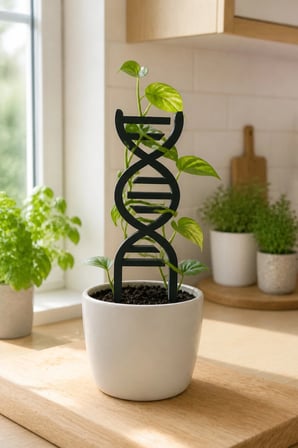 DNA Şeklinde Bitki Destek Çubuğu 5’li Set 8x15 cm Siyah 3 mm MDF Saksı Desteği