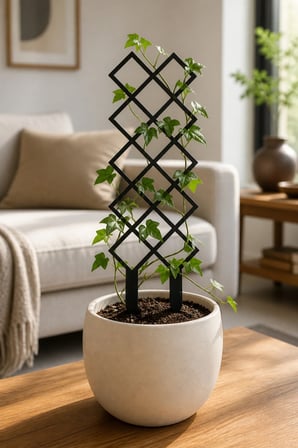 Kare Desenli Saksı Bitki Destek Çubuğu 10 × 40 cm Siyah MDF Sarmaşık Desteği Tekli