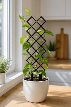 Kare Desenli Saksı Bitki Destek Çubuğu 10 × 40 cm Siyah MDF Sarmaşık Desteği Tekli