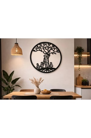 Ahşap Yaşam Ağacı Duvar Dekoru Siyah 3 mm MDF 40 CM
