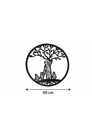 Ahşap Yaşam Ağacı Duvar Dekoru Siyah 3 mm MDF 40 CM