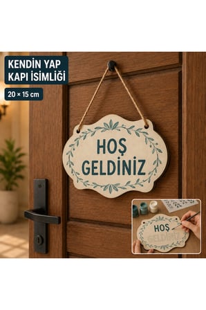 Çukurova Ahşap Lazer Kendin Tasarla 6’lı Kapı ve Bahçe İsimliği Seti 20x15 cm Ham MDF