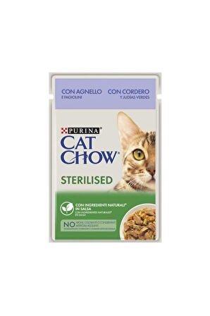 Cat Chow Cat Chow Sterilised Kuzu Etli Ve Yeşil Fasulyeli Kısırlaştırılmış Kedi Yaş Maması 85gr 26 Adet Pouch