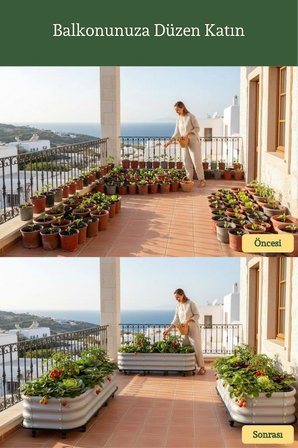 Modüler Yükseltilmiş Balkon Ve Teras Sabit Sebze Yatağı No:4 (110x60) Gri