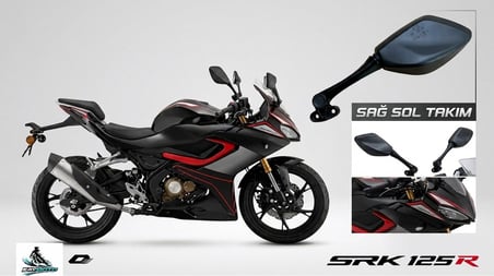 SRK 125 R Uyumlu Motorsiklet Aynası Sağ Sol Takım - Katlanabilir Yan Ayna Arasmto