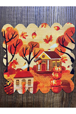 6 Adet Desenli Kumaş Kahve Yanı Kokteyl Sunum Peçete Yıkanabilir 15x15 cm