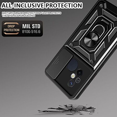 Gpack Xiaomi Redmi 12C Kılıf Sert Silikon Tank Aramid Sürgülü Vega Yüzüklü