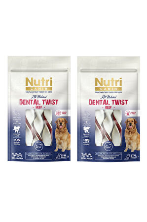 Nutri Canin Dental Twist Sığır Etli S-M Irk İçin Köpek Ödülü 80 Gr. X 2 Adet