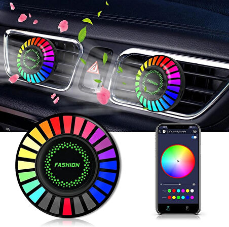 Araç Içi Bluetooth Özellikli Koku Difüzörlü Sesle Aktifleşen 24 Led 170 Renk Ekolayzer Ritim Işığı