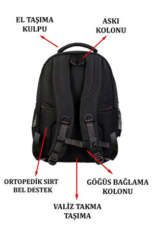 Dada Orta- Lise - Üniversite Günlük Okul Sırt Çantası Su Geçirmez Kumaş 15.6 inç
