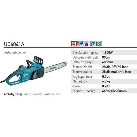 Makita UC4041A Elektrikli Ağaç Kesme Makinası 1.800W