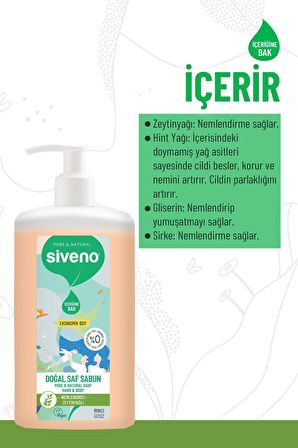 Siveno %100 Doğal Sıvı Kastil Sabun Zeytinyağlı Yoğun Nemlendirici Bitkisel Vegan 1000 ml