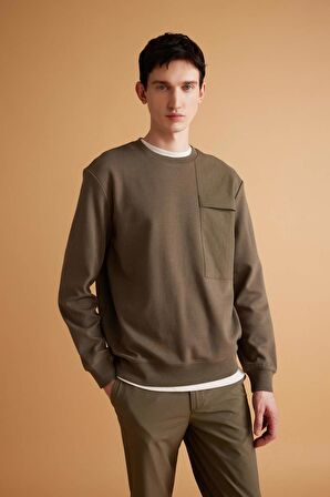 DeFacto Regular Fit Bisiklet Yaka Basic Düz Sweatshirt B6495AX24SPKH438