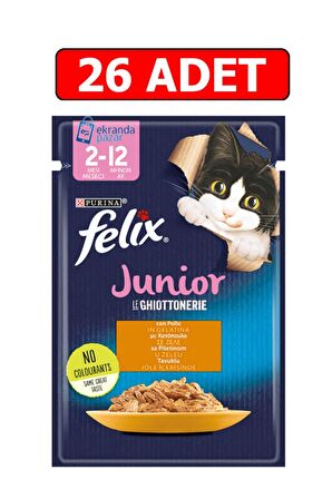 Tavuklu Junior Yavru Kedi Islak Maması 85gr X 26 Adet Kedi Yaş Mama Kedi Pouch Konserve
