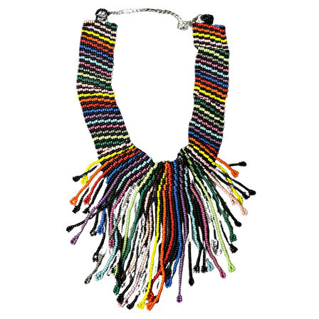 Uretti - Özlem 9422 3960 El Yapımı Saçaklı Model Kum Boncuk Yaka Kolye