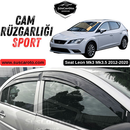 Seat Leon Mk3 Mk3.5 2012-2020 Uyumlu Mugen Cam Rüzgarlığı Seti Piano Black 4'lü İthal Parlak Siyah