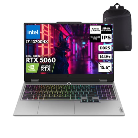 Lenovo LOQ 15IRX10 i7-13700HX 16-GBDDR5 4 TBSSD RTX5060 15.6" FHD Windows 11 Pro + HMF Sırt Çantası 83JE00LFTRHMF26