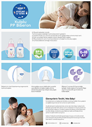 Wee Baby Klasik Kulplu PP Biberon 150 ml - PEMBE