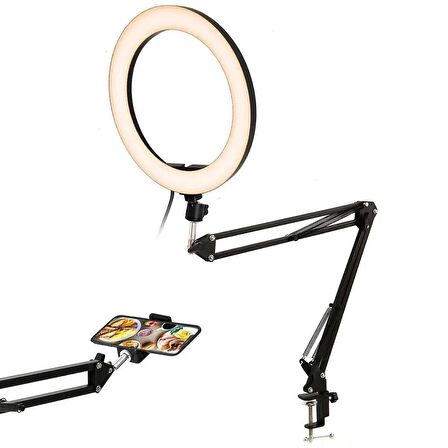 Esnek Masaüstü Sıkıştırmalı Tiktoker Ring Light LED Selfie Yayın Işığı 10 Inç + Stand Lüx