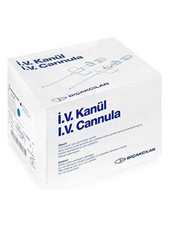 Bıçakcılar Iv Kanül 22g Branül Mavi Portlu 80 Adet