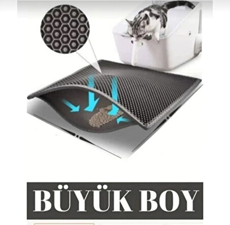 Büyük Boy Elekli Kedi Tuvalet Önü Paspası 80x60Cm