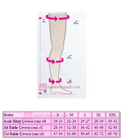 Mediven Duomed CCL1 Dizaltı-Burnu Açık Varis Çorabı ( XL BEDEN )