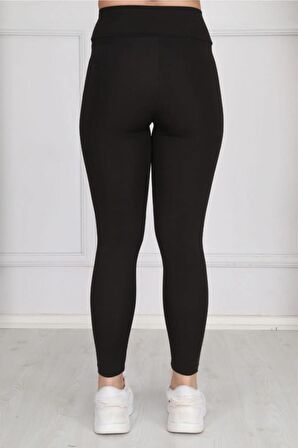 Kadın Siyah Yüksek Bel Geniş Kemerli Disko Tayt